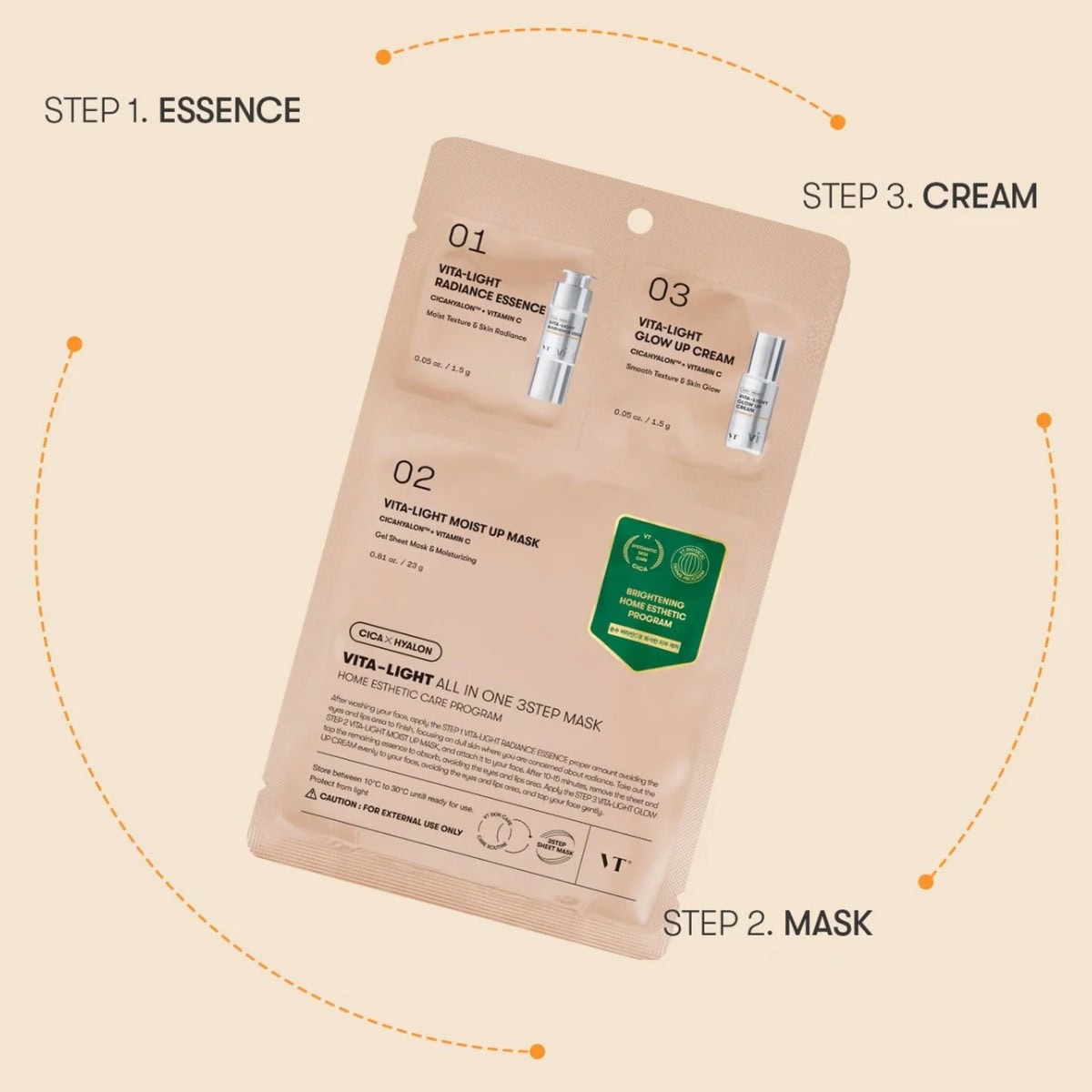 VT Cosmetics – Vita-Light All In One 3Step Mask (1.5g + 1.5g + 25g) VT Ecuador Productos Originales Cosmetica Coreana skincare coreano