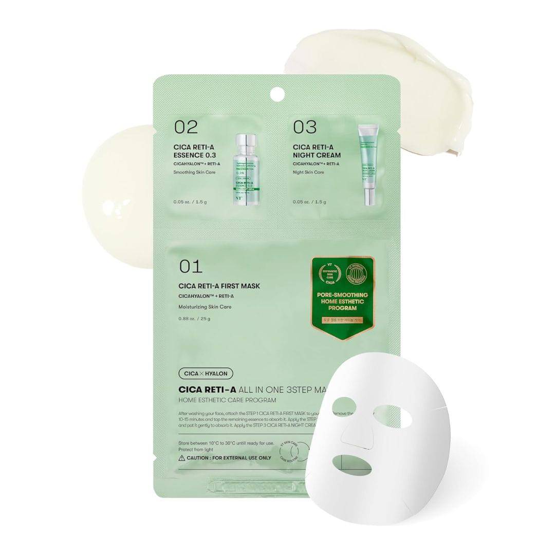 VT Cosmetics – Cica Reti-A All In One 3Step Mask (1.5g + 1.5g + 25g)