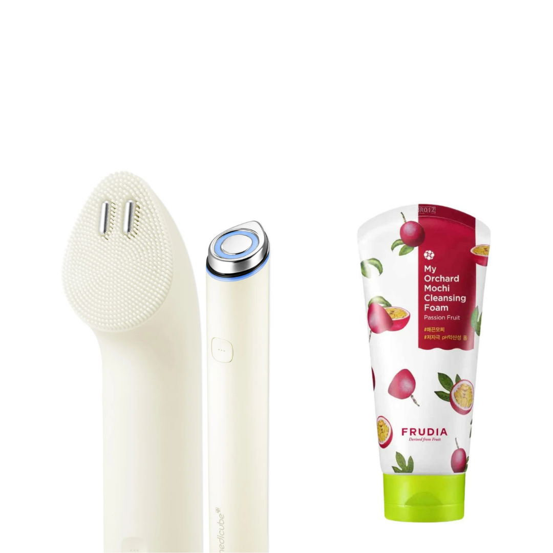 [MEDICUBE] AGE-R Booster Facial Cleansing Device Beige (Mini Plus + Cleansing Head) + [Frudia] My Orchard Cleansing Foam 120ml (Passion Fruit)