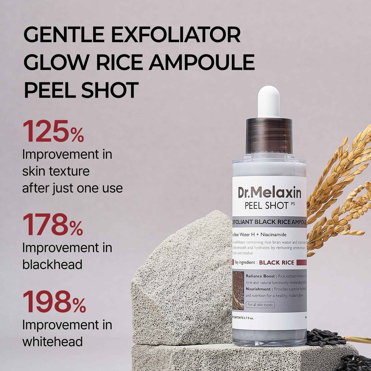 Dr,Melaxin - Peel Shot Exfoliant Black Rice Ampoule [80ml]