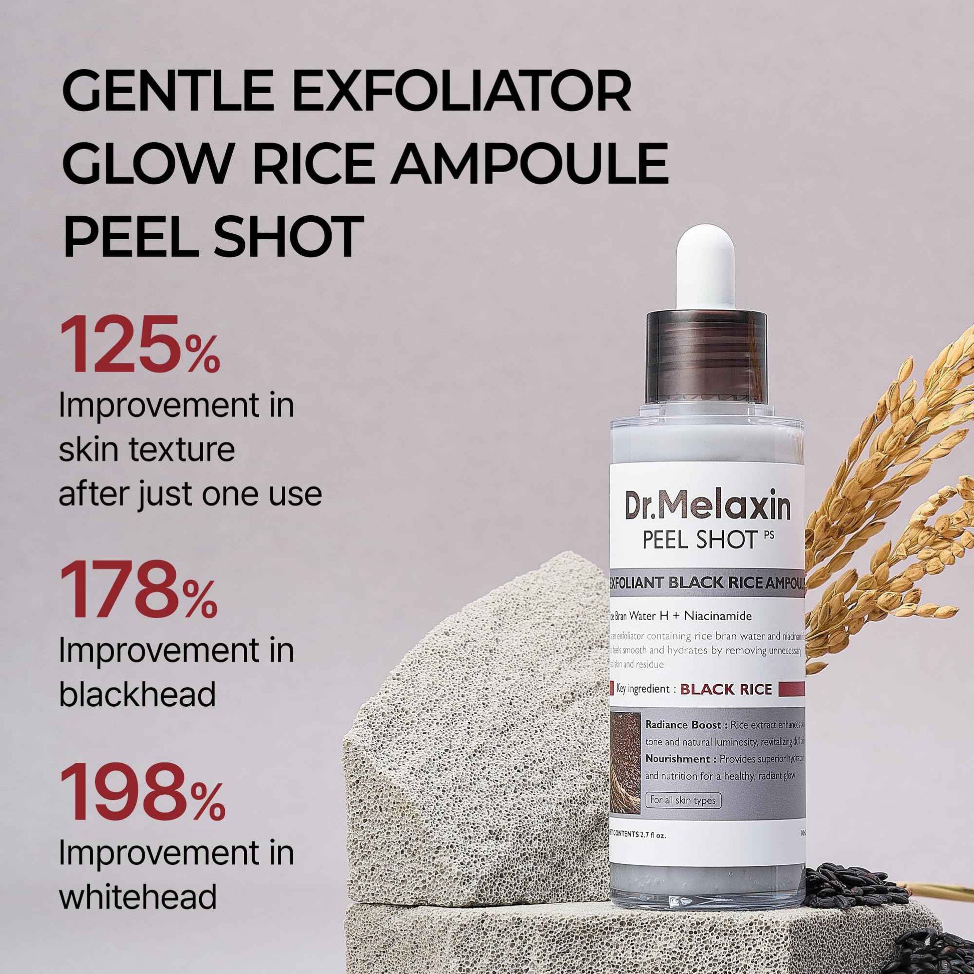 Dr,Melaxin - Peel Shot Exfoliant Black Rice Ampoule [80ml]