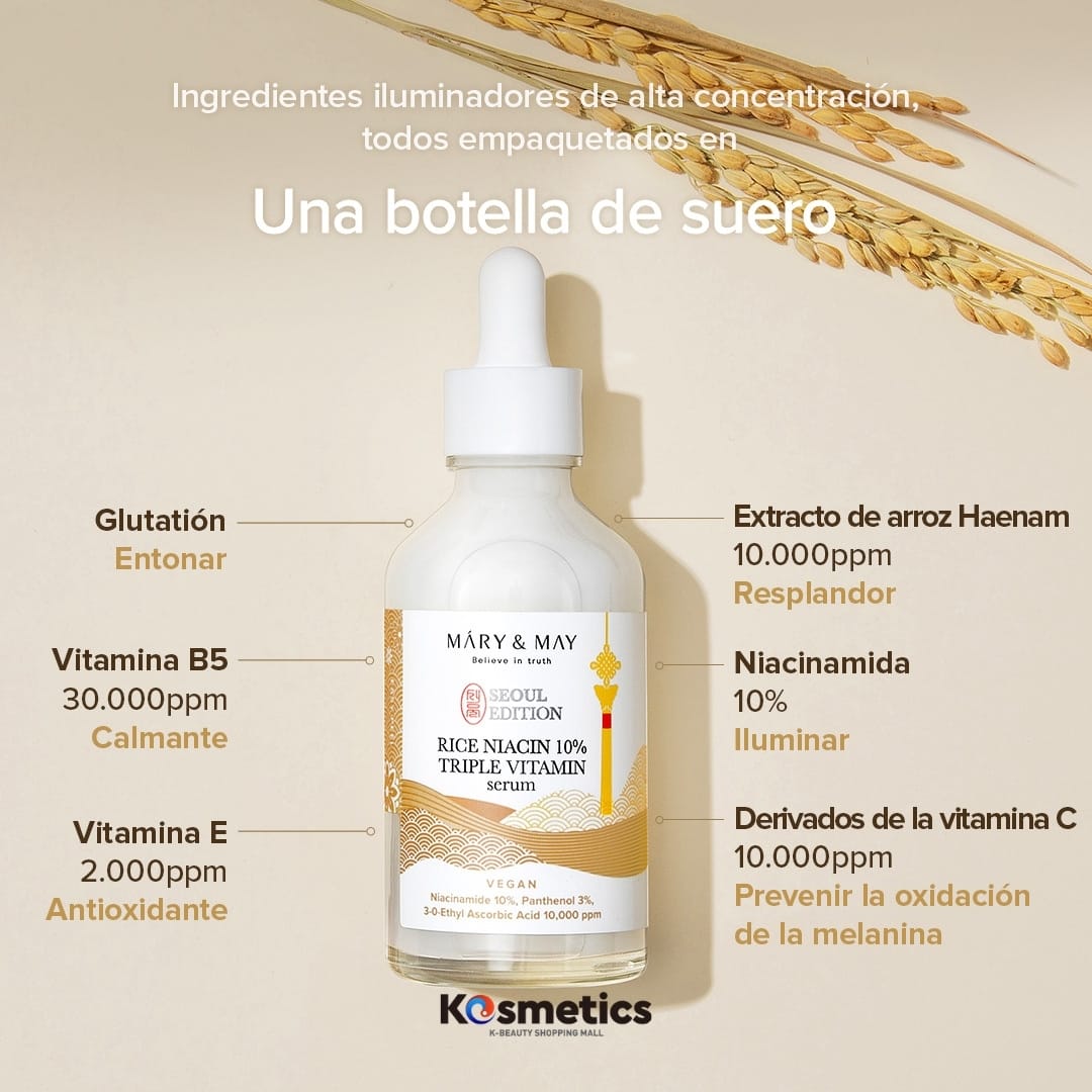 [Mary&May] Rice Niacin 10% Triple Vitamin Serum 80ml - Miinsecrets