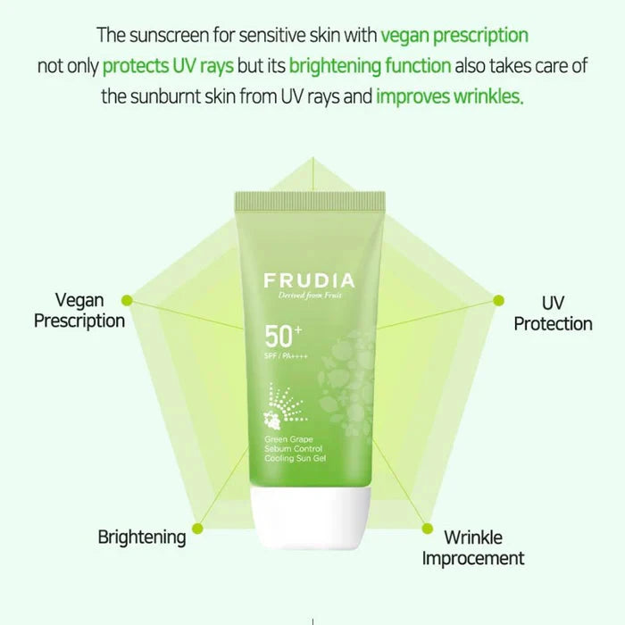 FRUDIA - Green Grape Sebum Control Sun Gel Frudia Ecuador Productos Originales Cosmetica Coreana skincare coreano