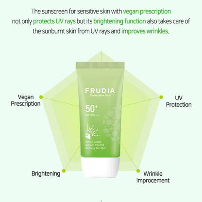FRUDIA - Green Grape Sebum Control Sun Gel Frudia Ecuador Productos Originales Cosmetica Coreana skincare coreano