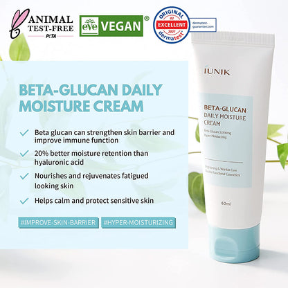 [iUNIK] Beta-Glucan Daily Moisture Cream 60ml - Miinsecrets