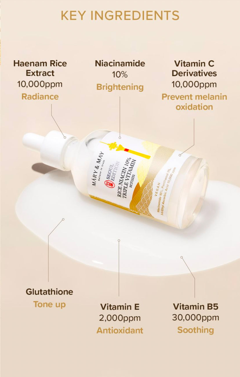 [Mary&May] Rice Niacin 10% Triple Vitamin Serum 80ml - Miinsecrets