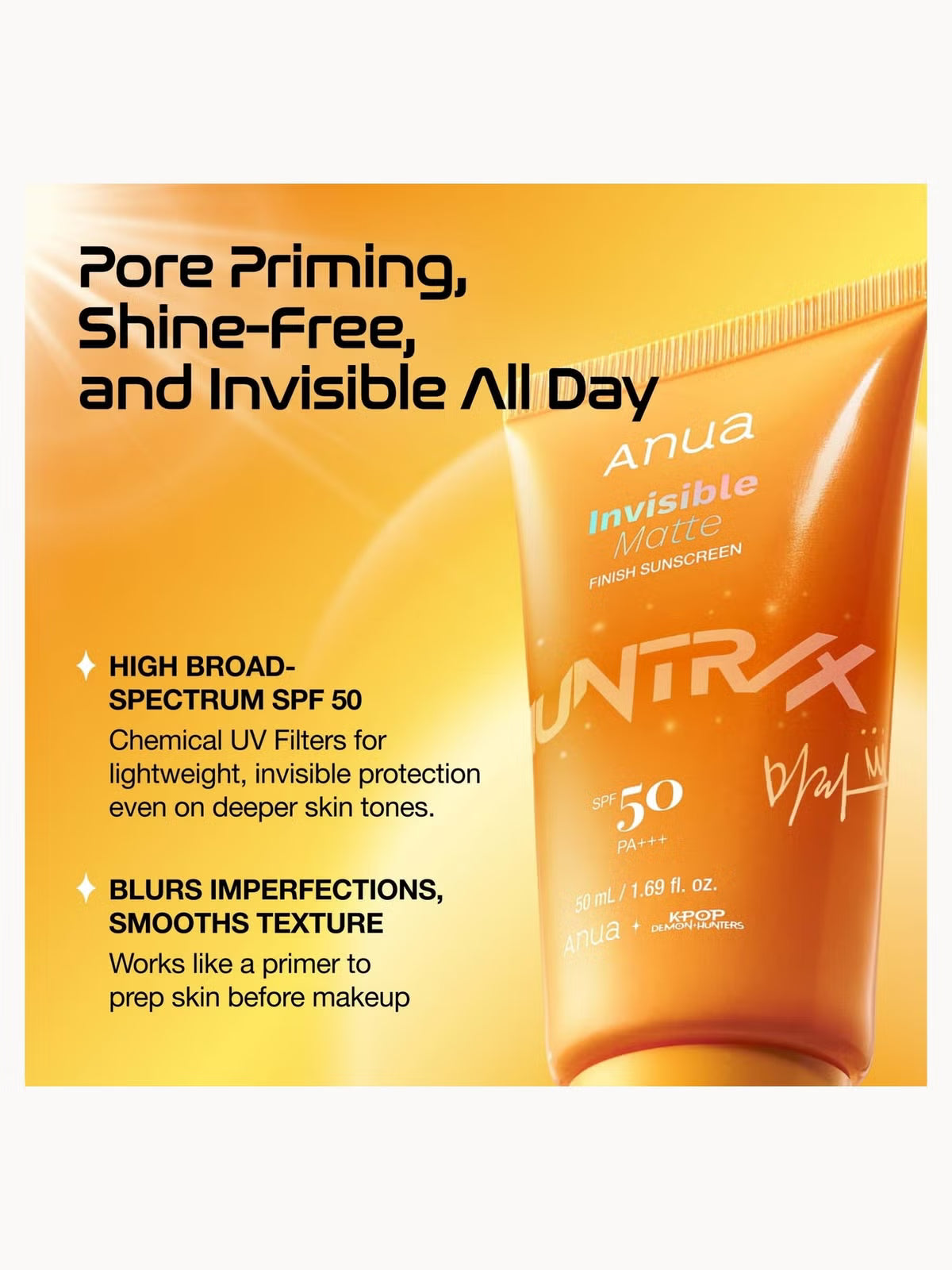 Anua - Invisible Matte Finish Sunscreen Kpop Demon Hunters Collaboration [50ml]